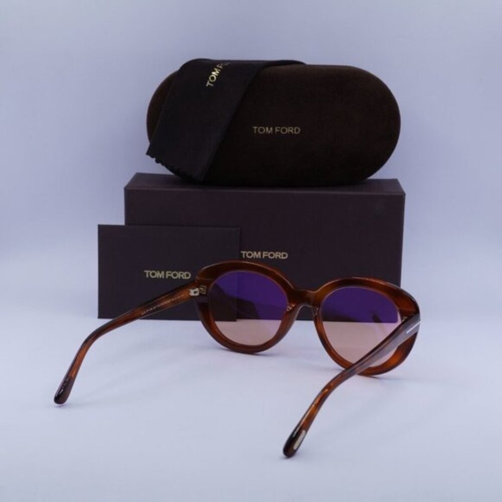 Tom Ford Lily-02 FT1009 53Y Sunglasses Havana Oval Frame, Pink Lenses - Picture 9 of 9